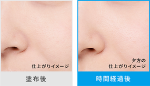 塗布後と時間経過後の夕方の仕上がりイメージ