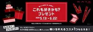 【My Kao Mall限定】ケイト商品を税込4,000円以上ご購入いただくとコスメをもれなくプレゼント！