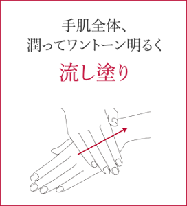 手肌全体、潤ってワントーン明るく 流し塗り