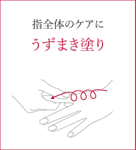 指全体のケアに うずまき塗り