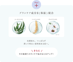 潤って明るい透明感を引き出すブランケア成分II（保湿）配合