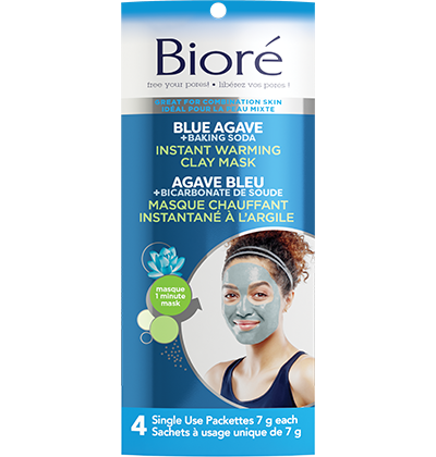 Download Blue Agave Baking Soda Instant Warming Clay Mask Biore Skincare PSD Mockup Templates