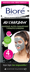 Bioré<sup>®</sup> Masque Auto-Chauffant 1  Minute Chrono au Charbon
