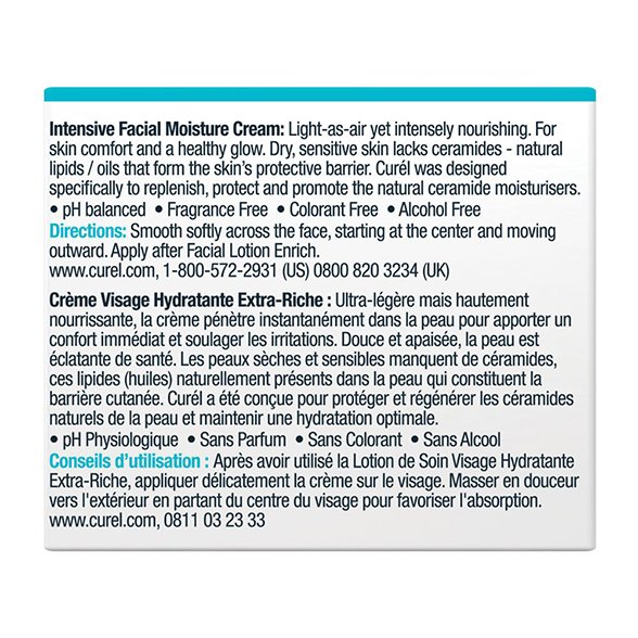 Curél Intensive Moisture Facial Cream packaging side description