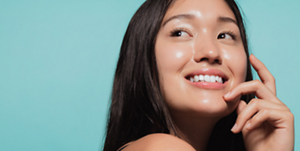 Young woman with clear, hydrated skin