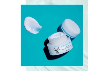 Curél Intensive Moisture Facial Cream next to a swatch of cream