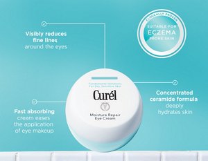 Infographic describing the benefits of using Curél Moisture Repair Eye Cream