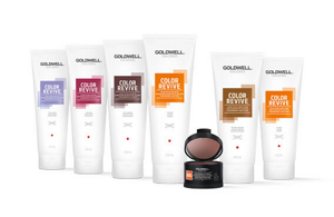 Different Goldwell Dualsenses Color Revive products in a row and bright background