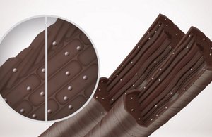 Two brown hair with inner stem and grey small dropplet inside. 