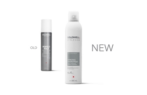 Pakovanje goldwell stylesign big finish i strong hairspray na beloj pozadini