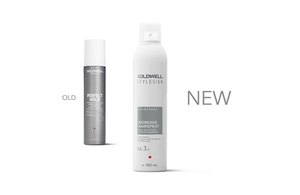 Pakovanje goldwell stylesign magic finish i working hairspray na beloj pozadini