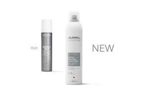 Pakovanje goldwell stylesign sprayer i extra strong hairspray sa dve ikone na beloj pozadini