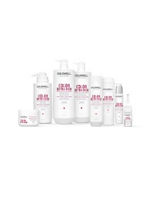 eight goldwell products color extra rich for hair lined up horizontally in a row on a white background