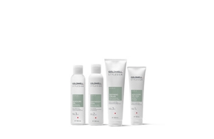 four goldwell stylesign products for curls products lined up horizontally in a row on a white background