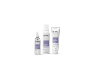 three goldwell stylesign products smooth products lined up horizontally in a row on a white background