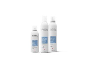 three goldwell stylesign products for volume products lined up horizontally in a row on a white background