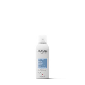 een verpakking van goldwell stylesign root boost spray voor een witte achtergrond