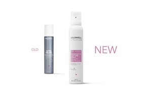a package of goldwell stylesign naturally full and blowout and texture spray on a white background