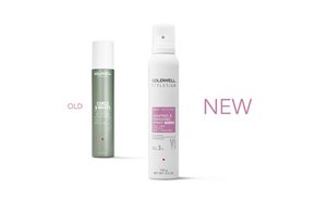 a package of goldwell stylesign twist around and shaping and finishing spray on a white background