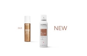 a package of goldwell stylesign unlimitor and dry spray wax on a white background