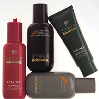 Four Le Coiffeur bottles - a co-branded line for hair salons in collaboration with Goldwell