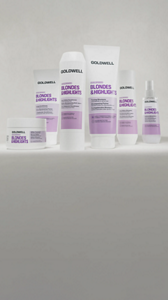 Goldwell Dualsenses Blondes and Highlights product range displayed on a grey background