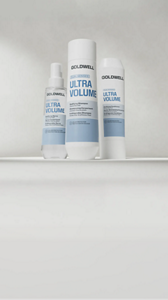 Goldwell Dualsenses Ultra Volume product range displayed on a grey background