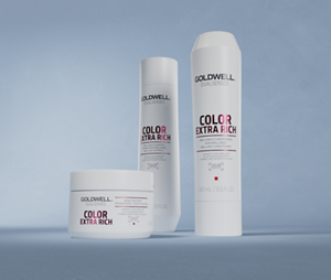 Groupshot of the dualsenses color-extra-rich Product Range by Goldwell.