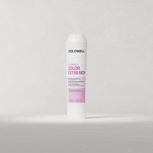 Goldwell Dualsenses Color Extra Rich Conditioner 300 ml tube standing upright on a soft light grey studio background.