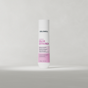 Goldwell Dualsenses Color Extra Rich Shampoo 300 ml bottle standing upright on a soft light grey studio background.