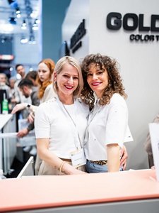 Model posing for Glow Up News Product by Goldwell  