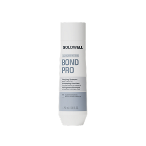 Group shot of Goldwell's Dualsenses Bond Pro range with Inter-Amino-Bond-Builder that strengthens weak, fragile hair that is prone to breakage. Including the Bond Pro Fortifying Shampoo, Fortifying Conditioner, Repair & Structure Spray, Day & Night Bond Booster and 60 Sec Treatment
