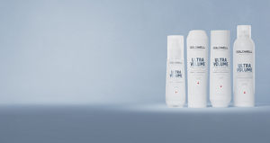 Group shot of Goldwell's Dualsenses Ultra Volume range with Rice Protein that revives and boosts fine to limp hair. Including Bodifying Shampoo, Bodifying Conditioner, Bodifying Spray and Bodifying Dry Shampoo