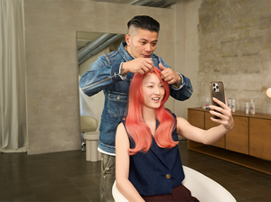 Model posing for Color of The Year News Product by Goldwell