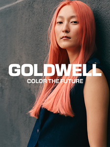 Model posing for Glow Up News Product by Goldwell  