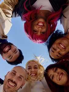 Models posing for Glow Up News Product by Goldwell  