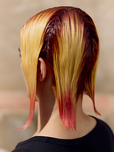 Model posing for Velvet Gradients News Product by Goldwell  