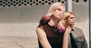 Model posing for Velvet Gradients News Product by Goldwell  