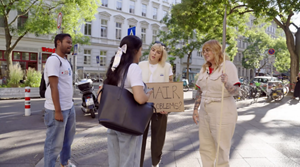 Model posing for Blonde Made Better Product by Goldwell