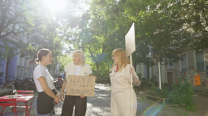 Model posing for Blonde Made Better Product by Goldwell
