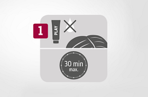 Hair should be dry, leave in for 30 minutes max.