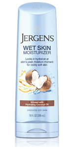 JERGENS Wet Skin Moisturizer with Refreshing Coconut Oil, 10 FL. OZ