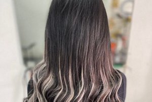 Platinum highlights on black hair