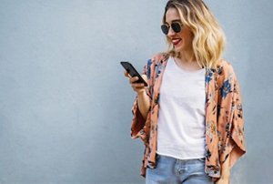 Blonde woman with a wavy chin-length bob