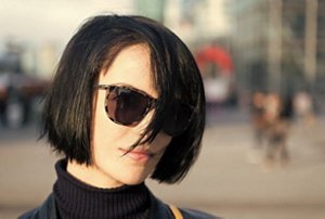 Parisian woman with a French bob haircut