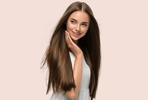 Young woman with professionally-straightened hair