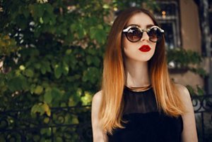 Light brunette hair with a soft rose gold tint