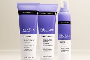 Dream Curls haircare range, including shampoo, conditioner and mousse