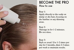 Graphic giving instructions on how to use John Frieda's scalp serum