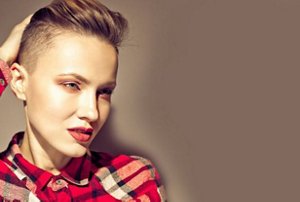 Woman with a shaved undercut hairstyle